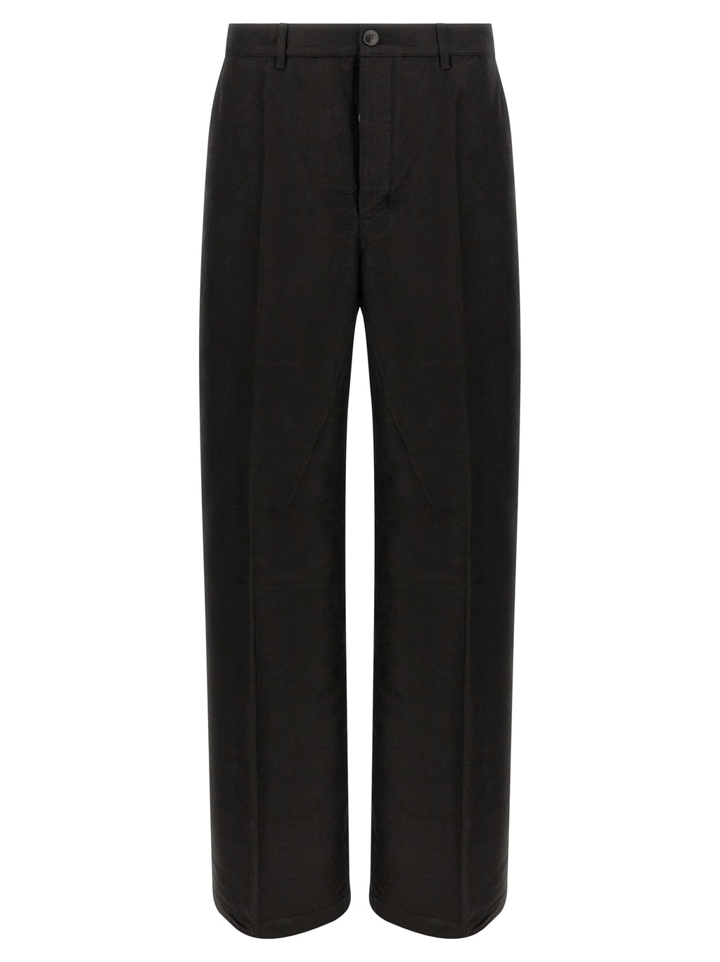 Black Ramie Work Wide-Leg Trousers