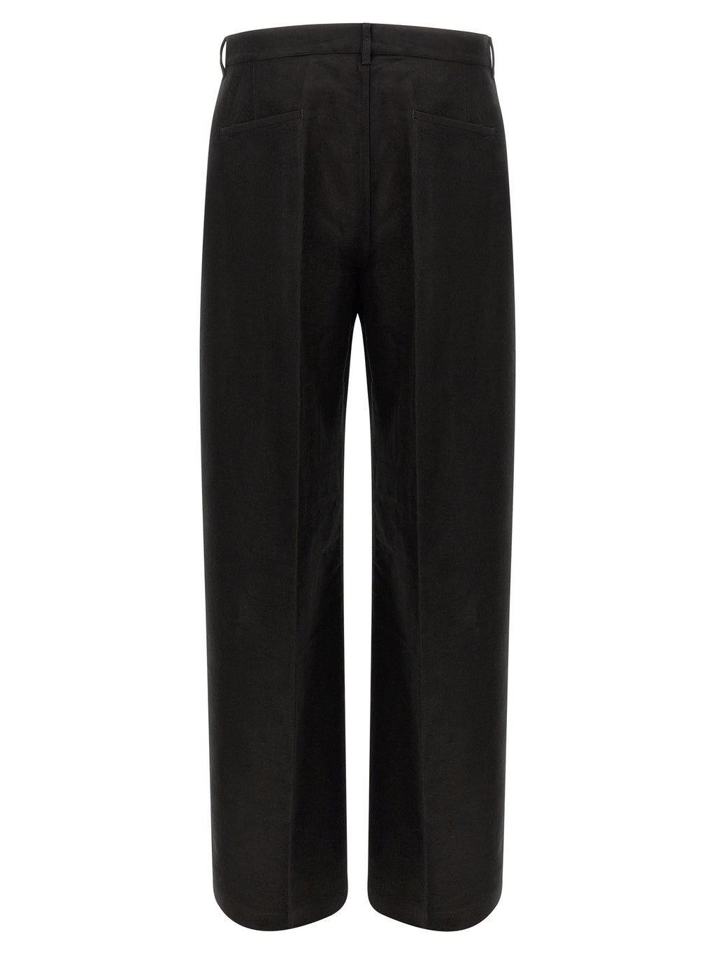 Black Ramie Work Wide-Leg Trousers