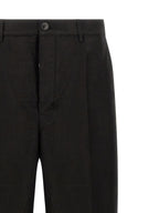 Black Ramie Work Wide-Leg Trousers