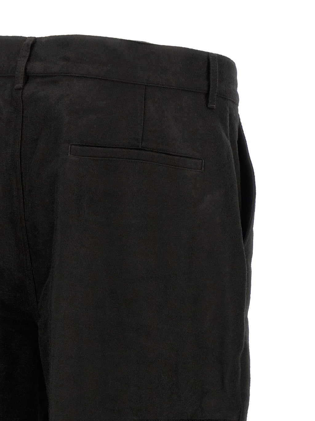 Black Ramie Work Wide-Leg Trousers