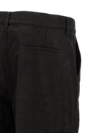 Black Ramie Work Wide-Leg Trousers