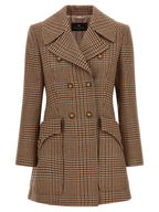 Double‑Breasted Prince of Wales Wool Coat