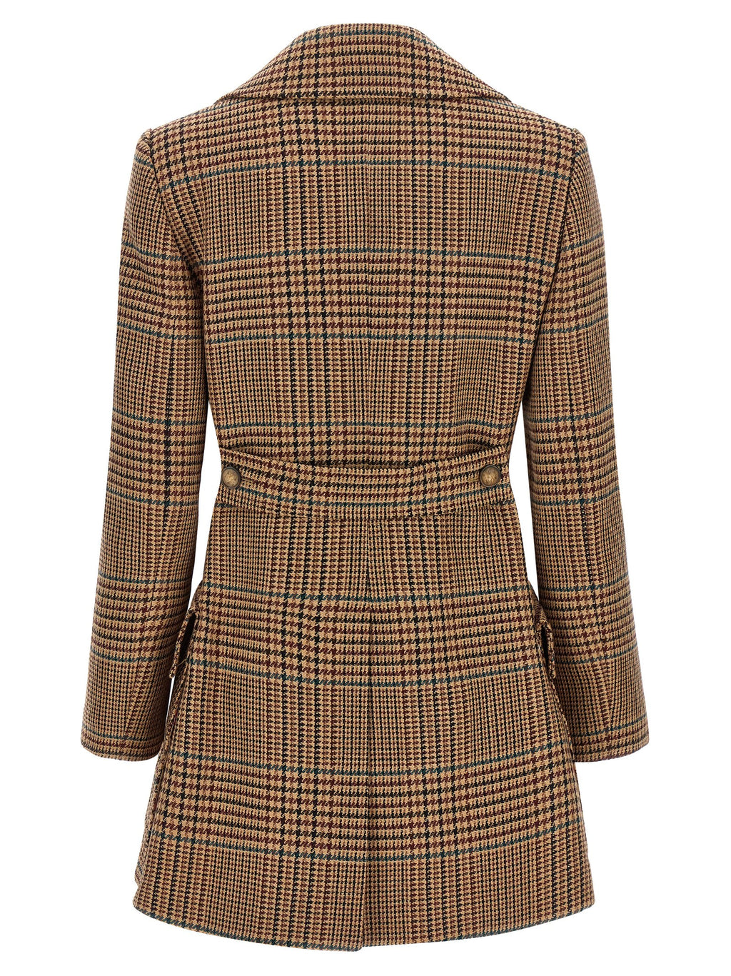 Double‑Breasted Prince of Wales Wool Coat