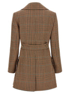 Double‑Breasted Prince of Wales Wool Coat