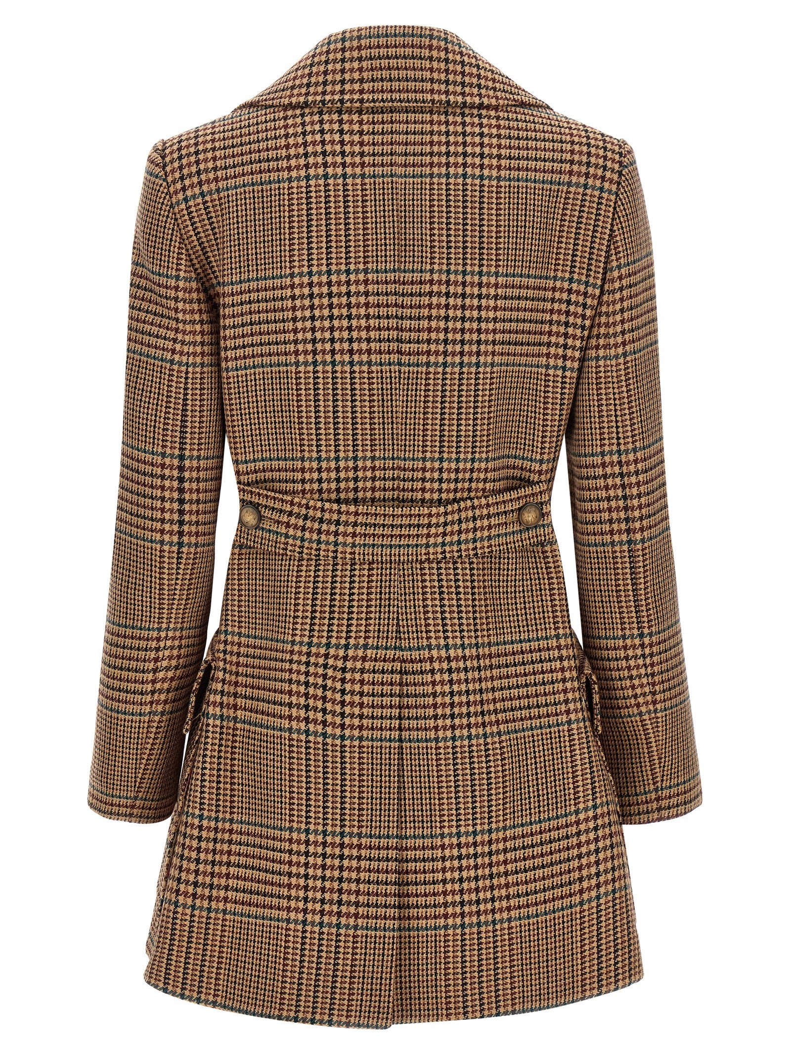 Double‑Breasted Prince of Wales Wool Coat