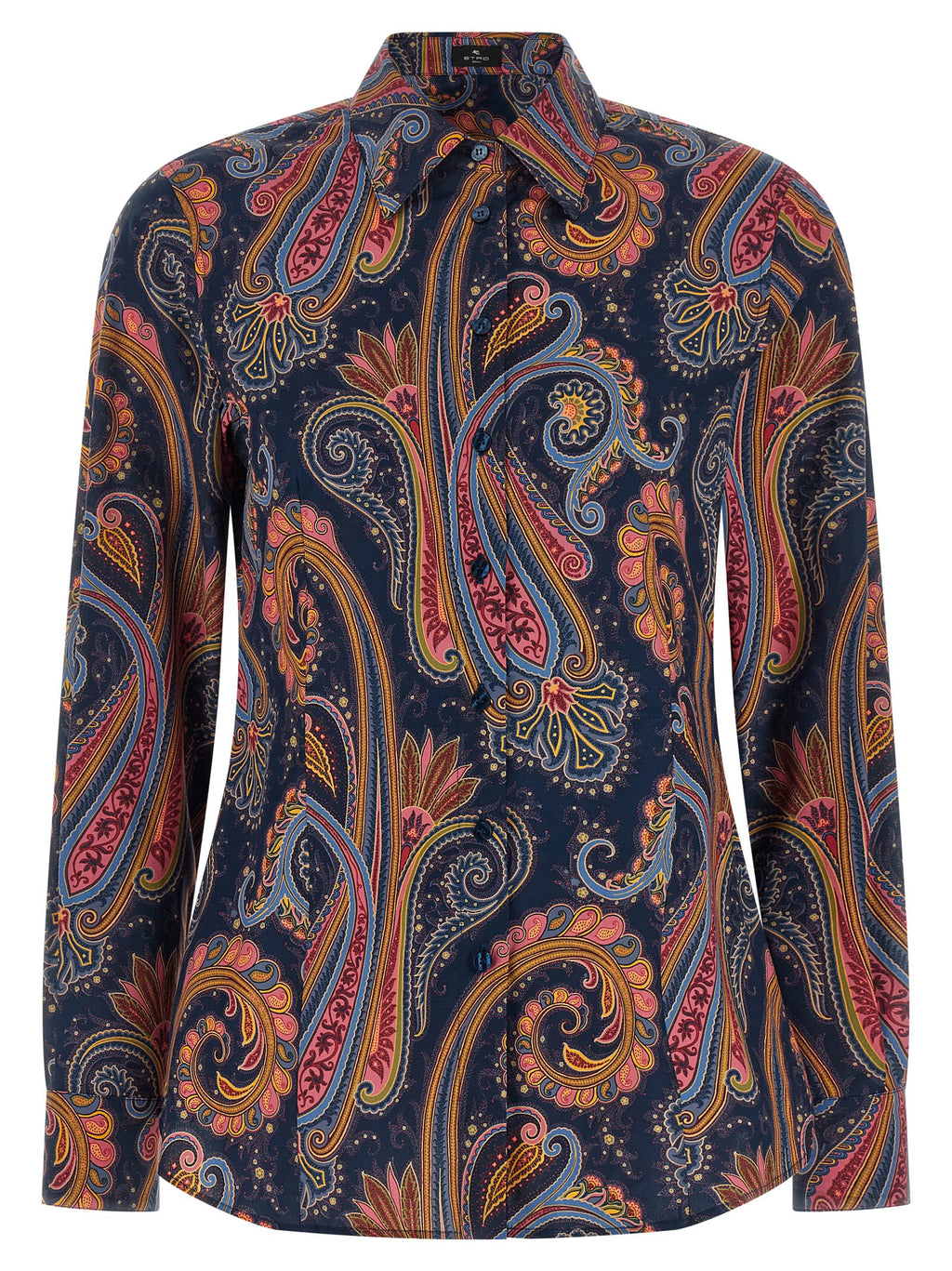 Blue Paisley Cotton Poplin Blouse