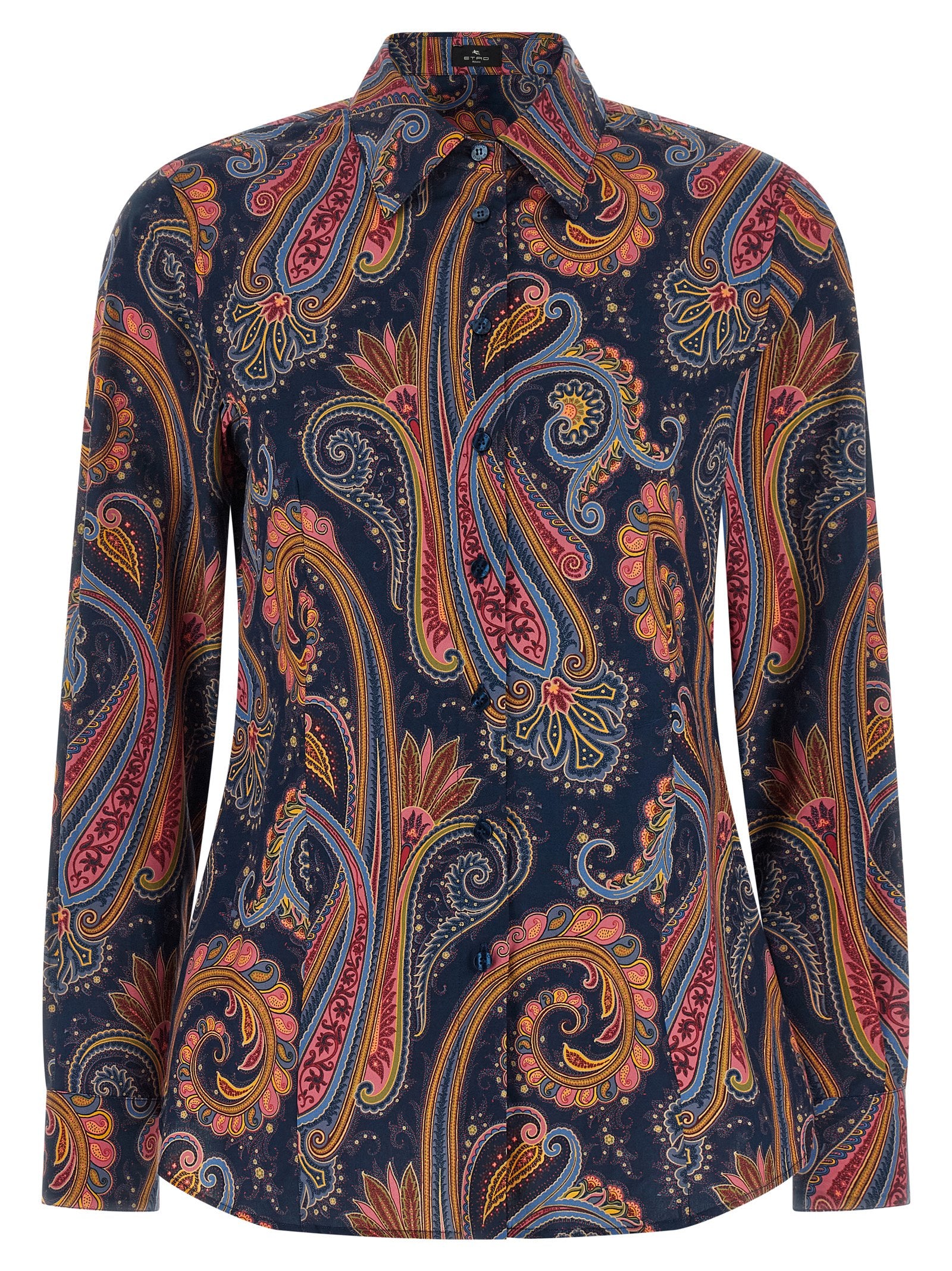 Blue Paisley Cotton Poplin Blouse