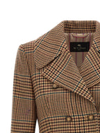Double‑Breasted Prince of Wales Wool Coat