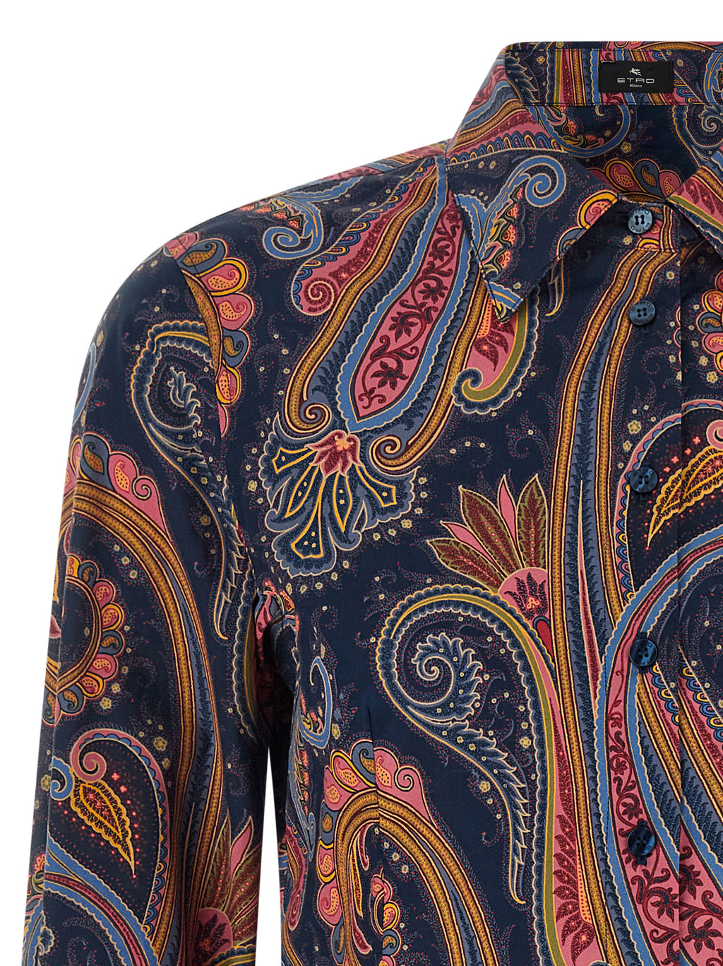 Blue Paisley Cotton Poplin Blouse