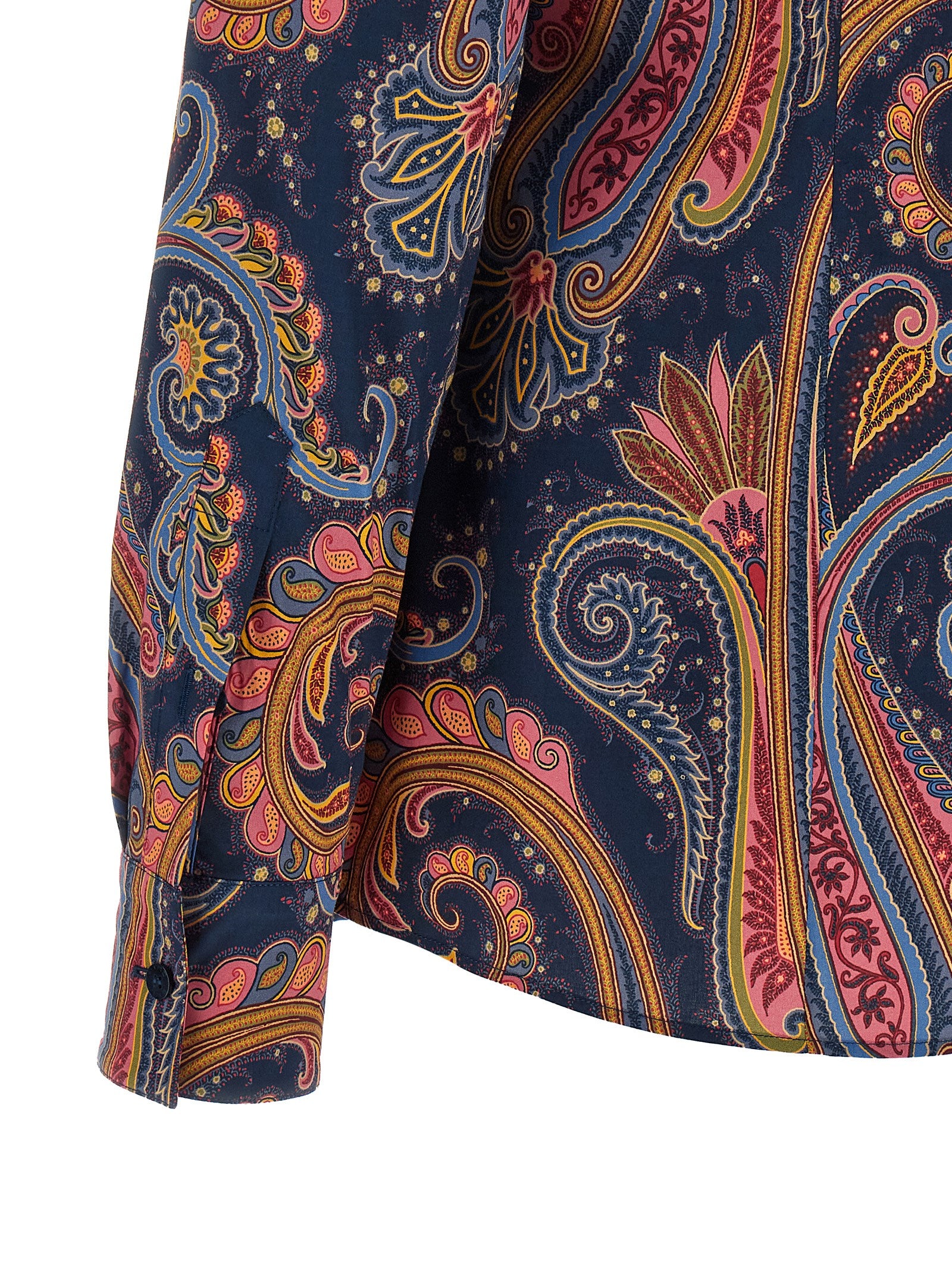 Blue Paisley Cotton Poplin Blouse