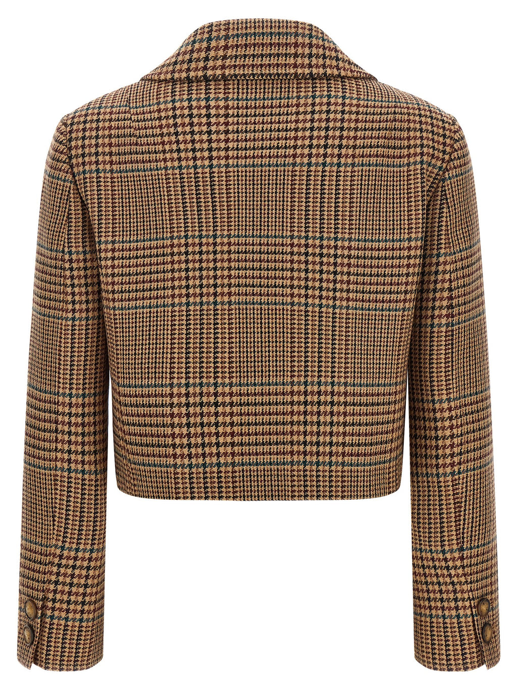 Cropped Wool Prince of Wales Blazer