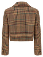 Cropped Wool Prince of Wales Blazer