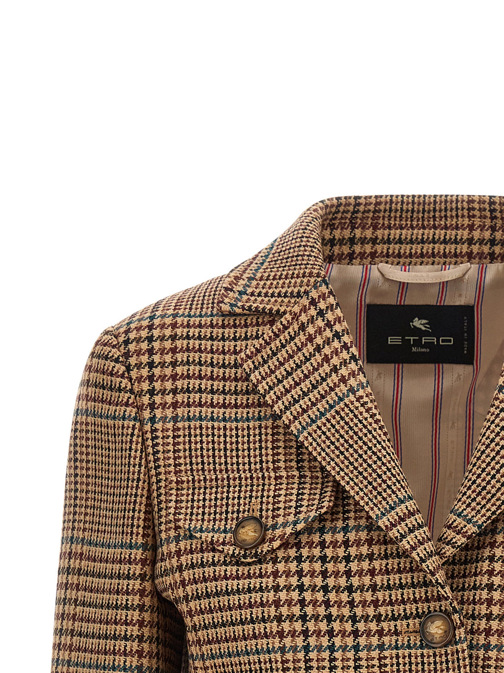 Cropped Wool Prince of Wales Blazer