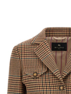 Cropped Wool Prince of Wales Blazer