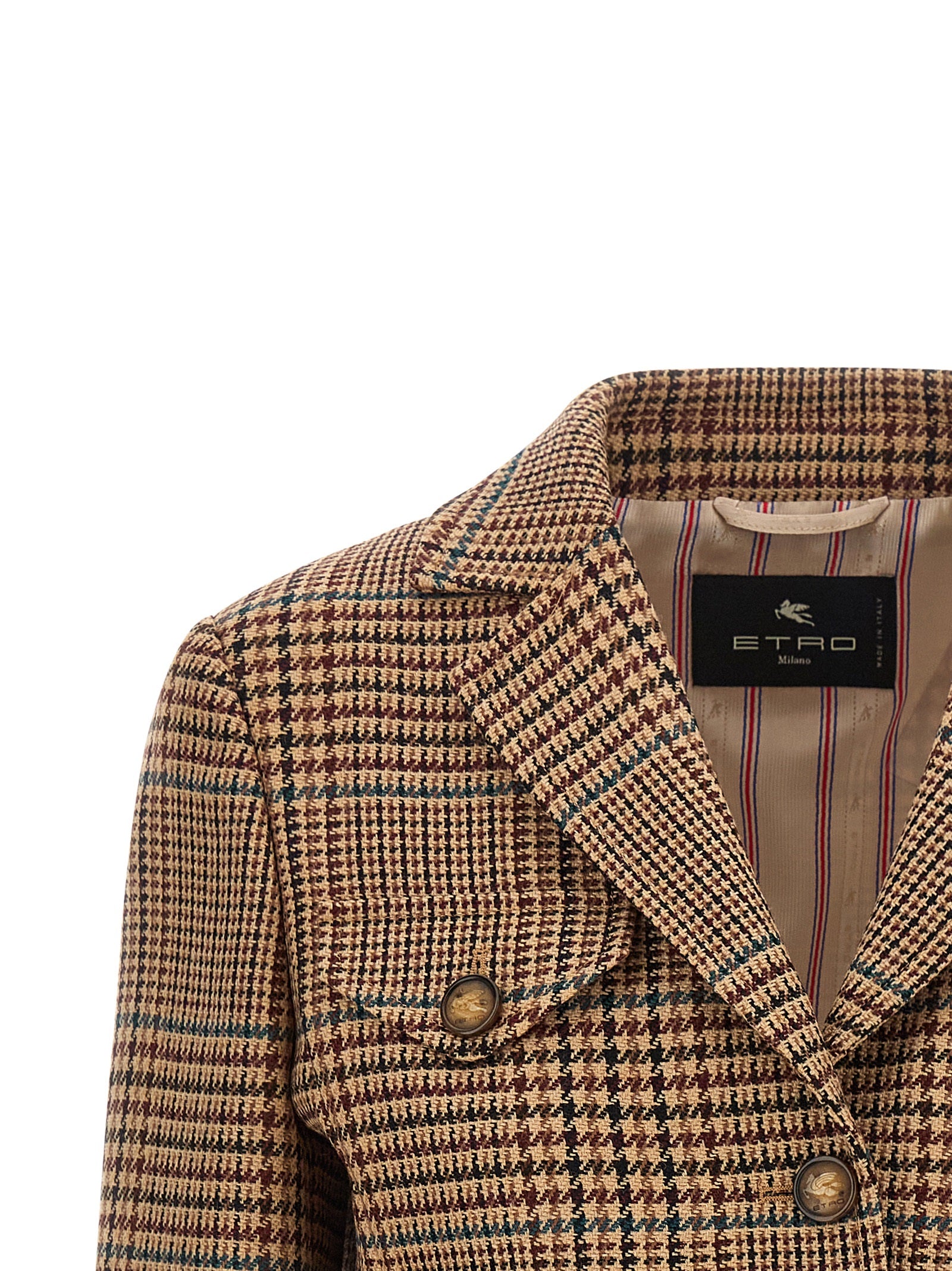 Cropped Wool Prince of Wales Blazer