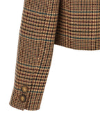 Cropped Wool Prince of Wales Blazer