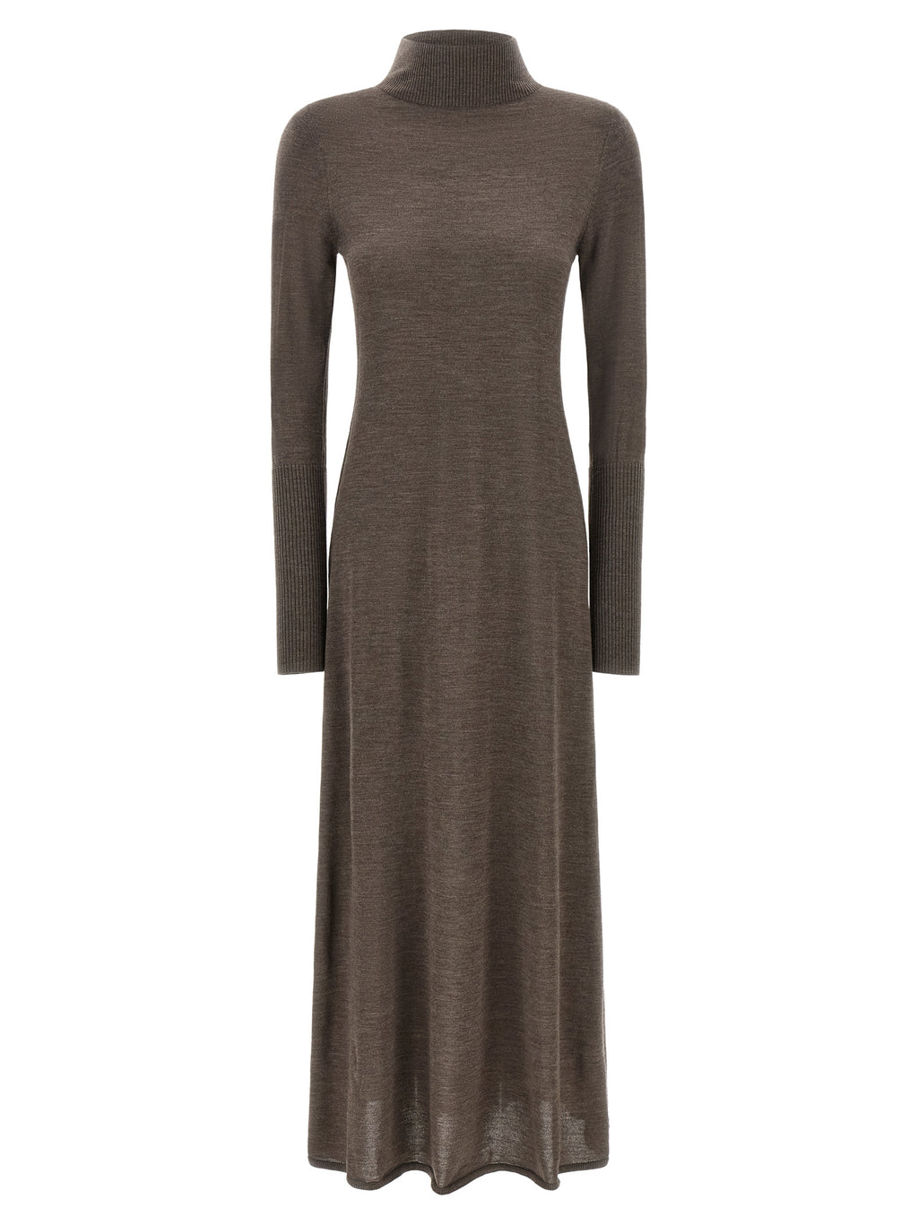Beige Merino Wool Long Dress