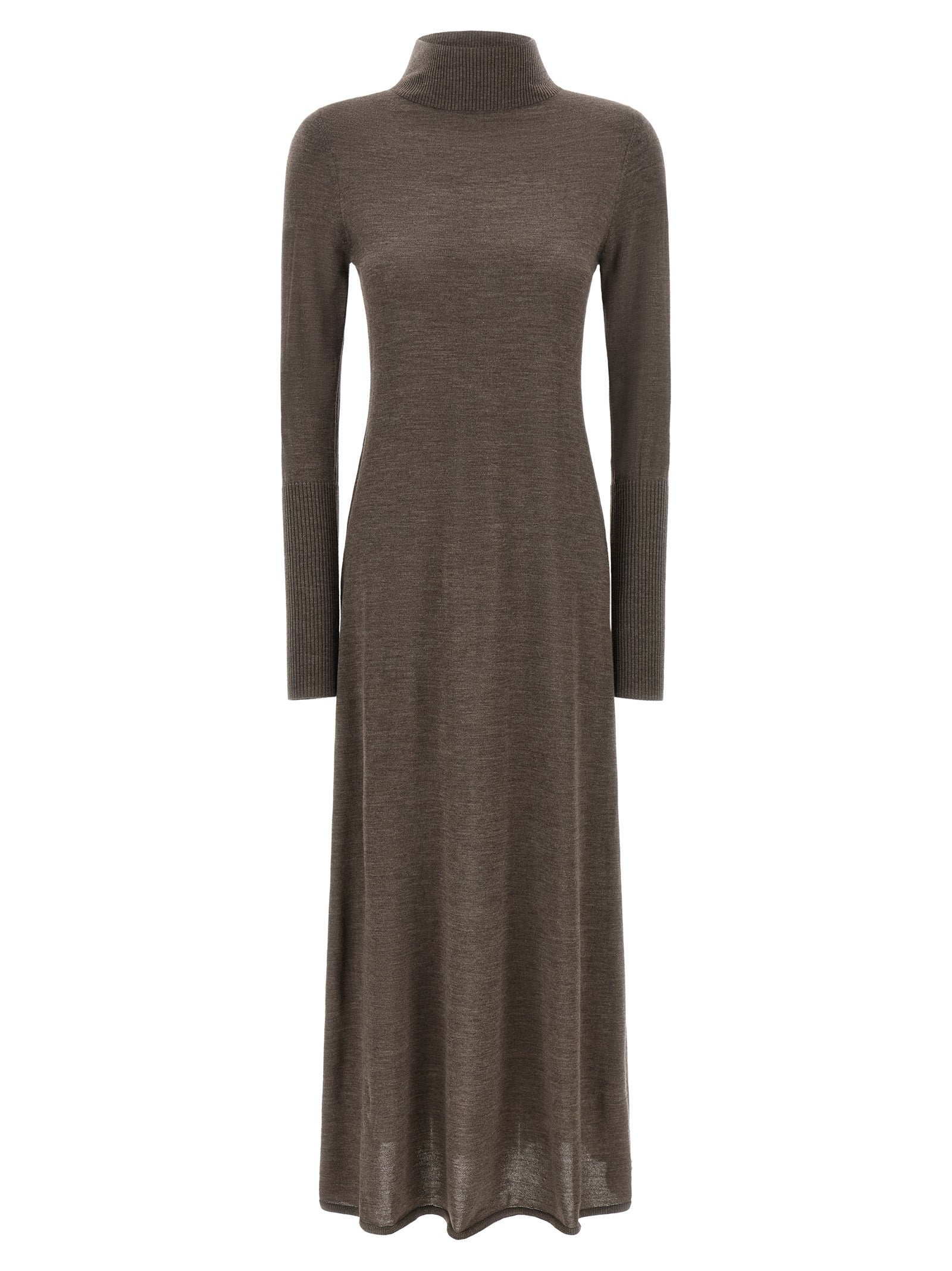 Beige Merino Wool Long Dress