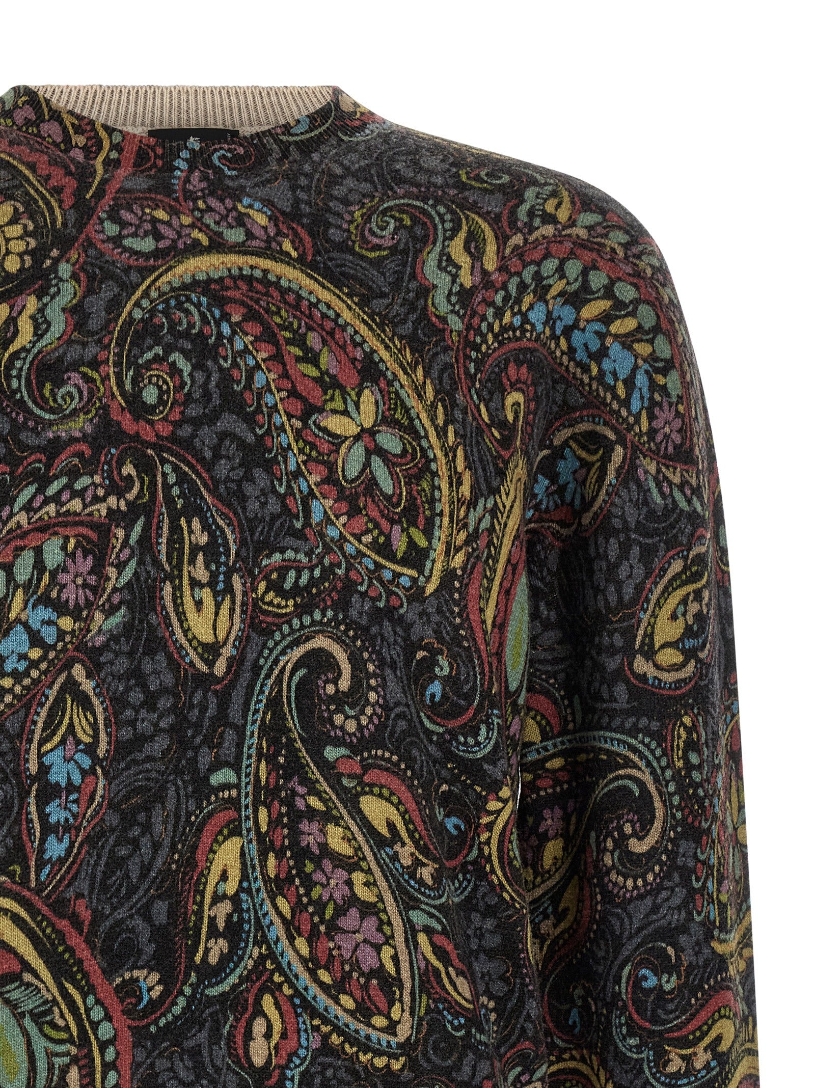 Multicolor Paisley Wool Crewneck Sweater