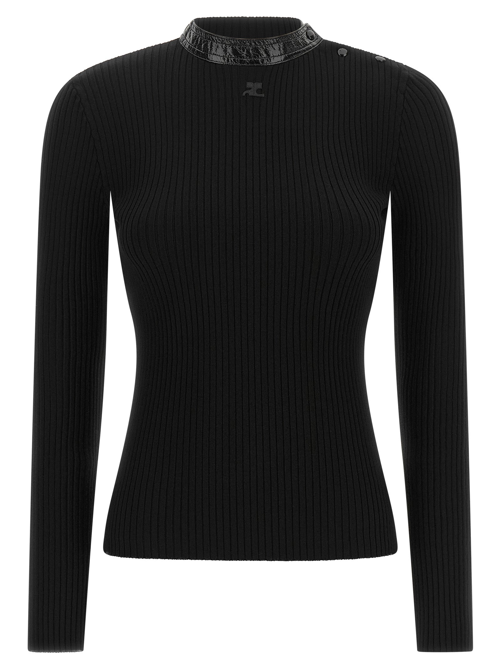 Black Ribbed Viscose Cardigan