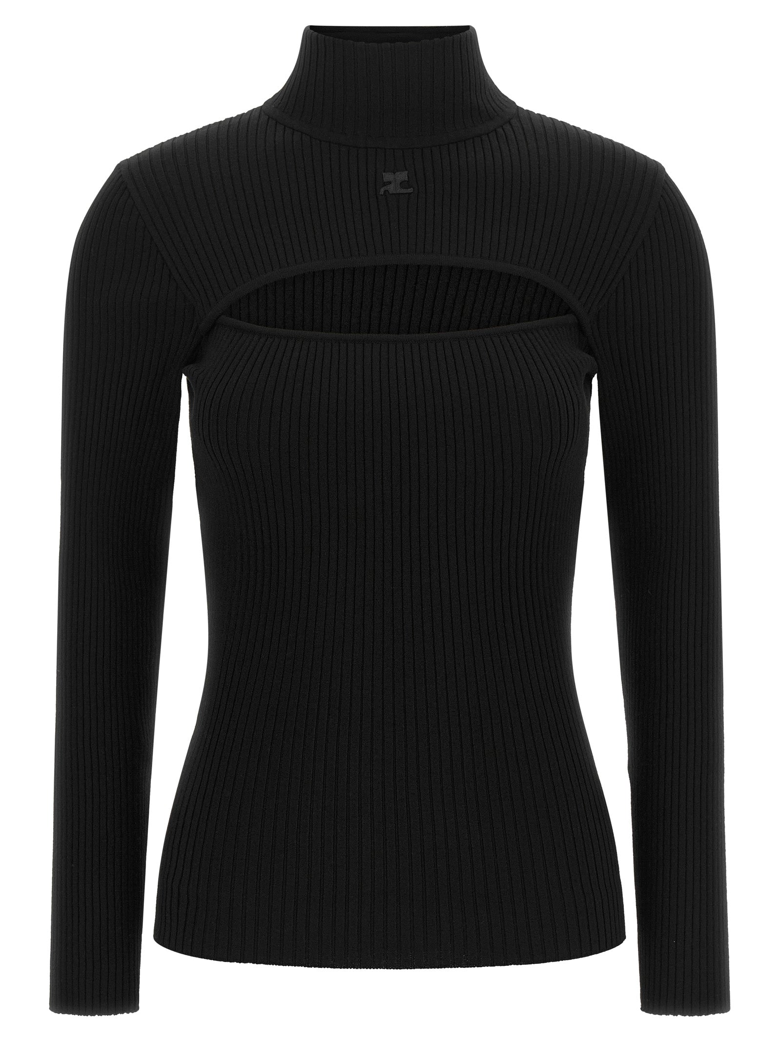 Viscose Ribbed Cut-Out Cardigan