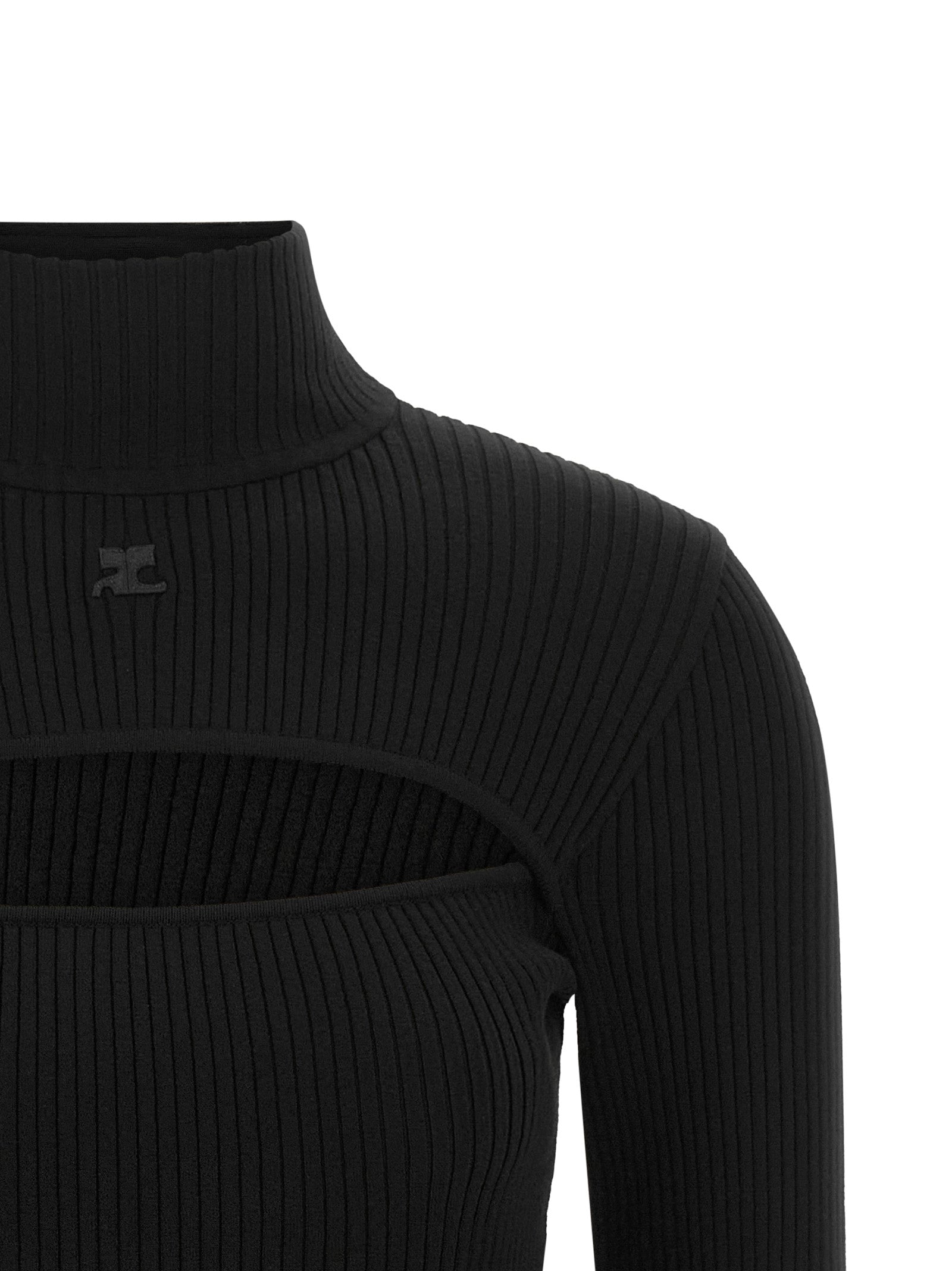 Viscose Ribbed Cut-Out Cardigan