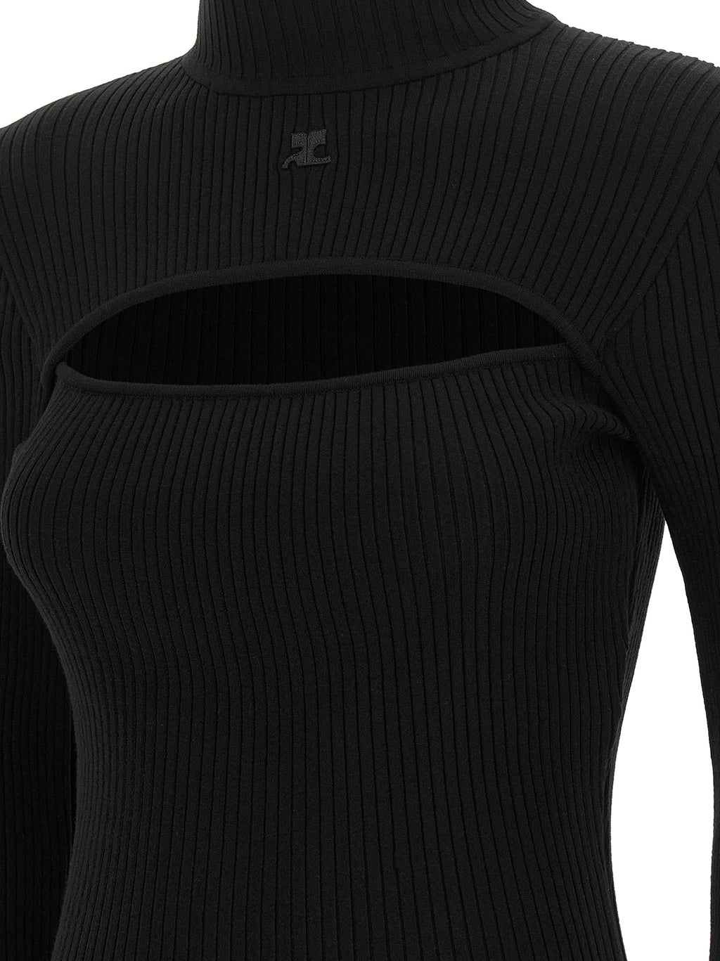 Viscose Ribbed Cut-Out Cardigan
