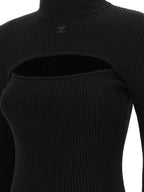 Viscose Ribbed Cut-Out Cardigan