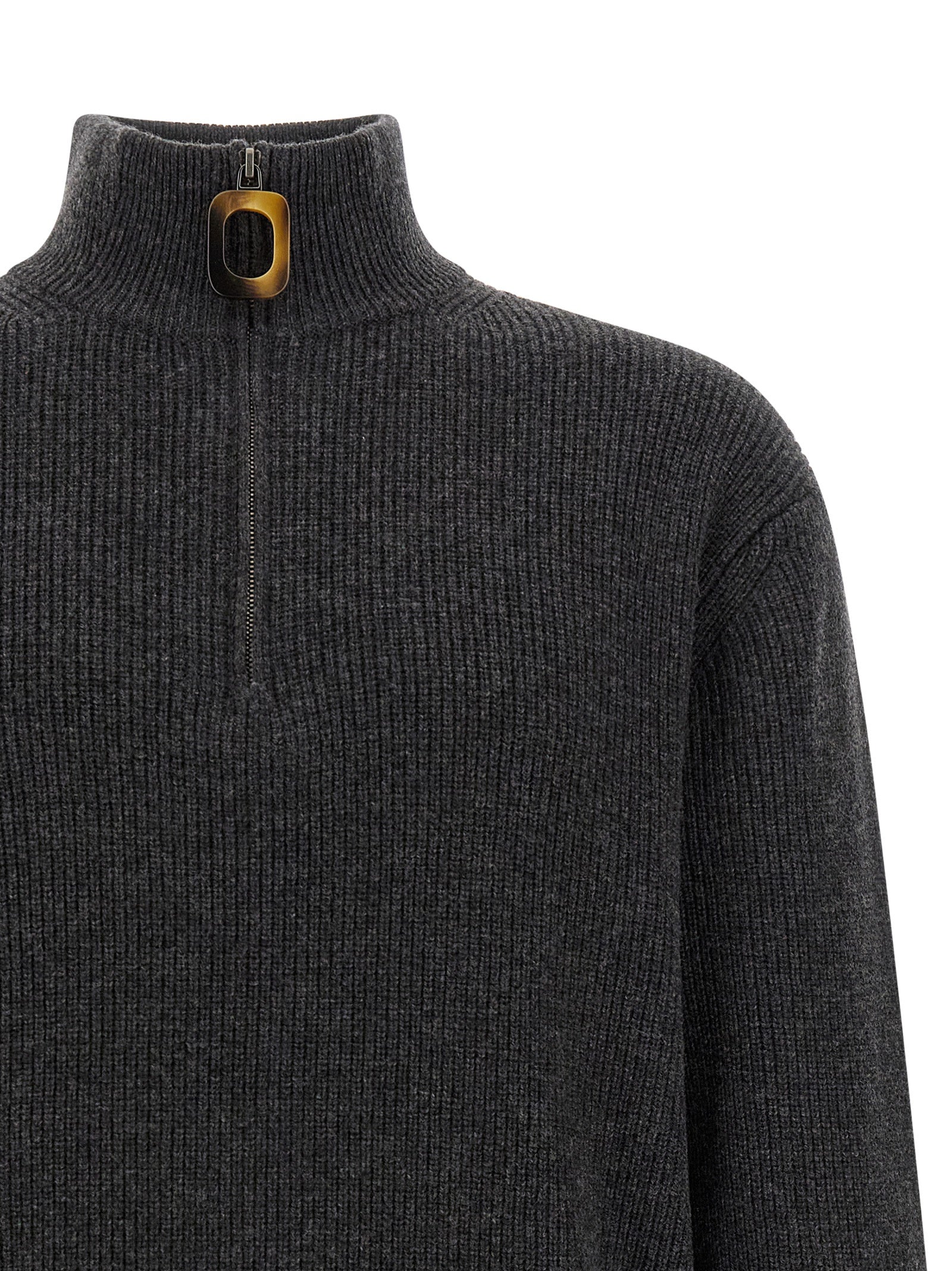 Steel Gray Wool & Cotton Cardigan