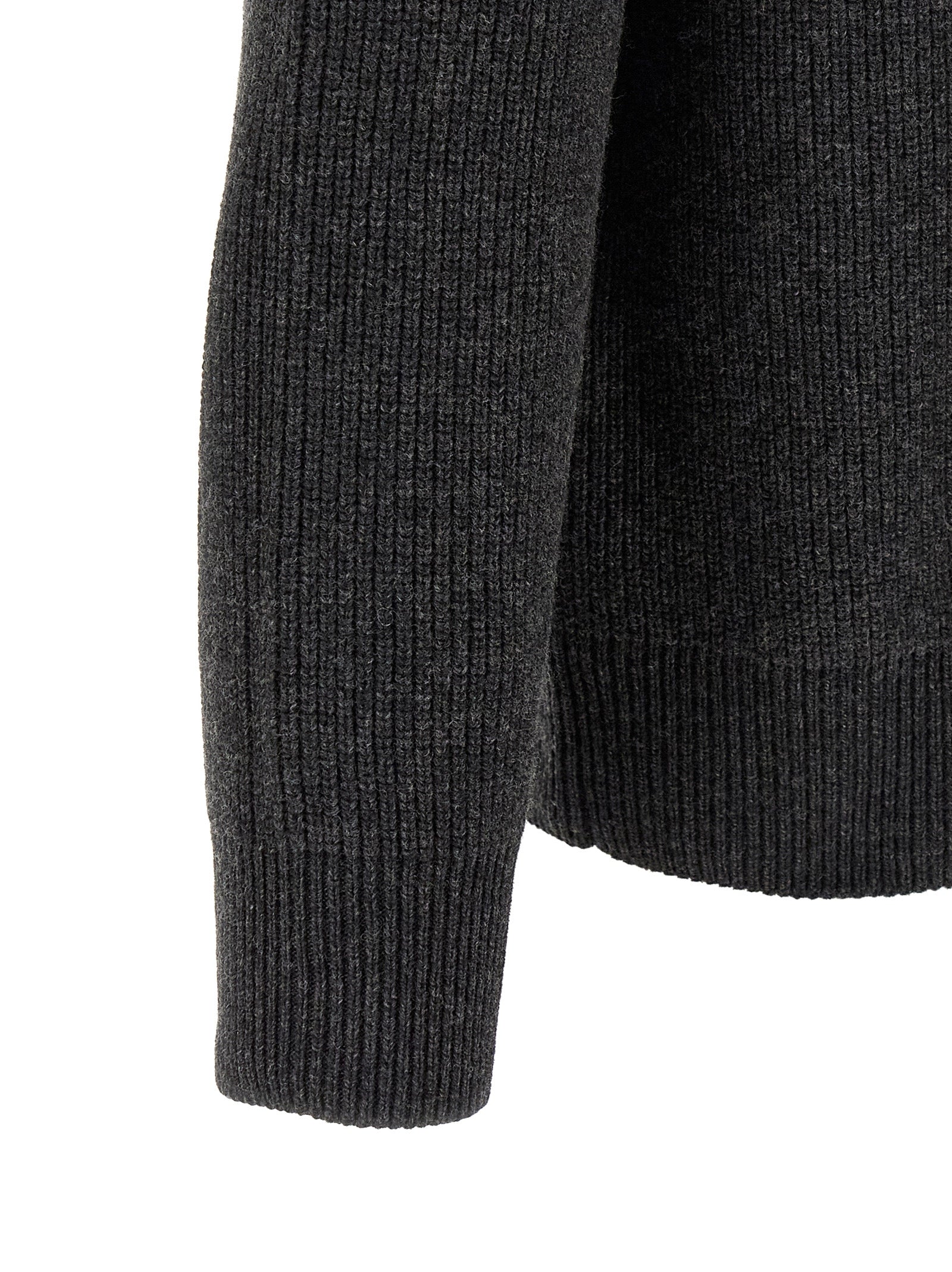 Steel Gray Wool & Cotton Cardigan