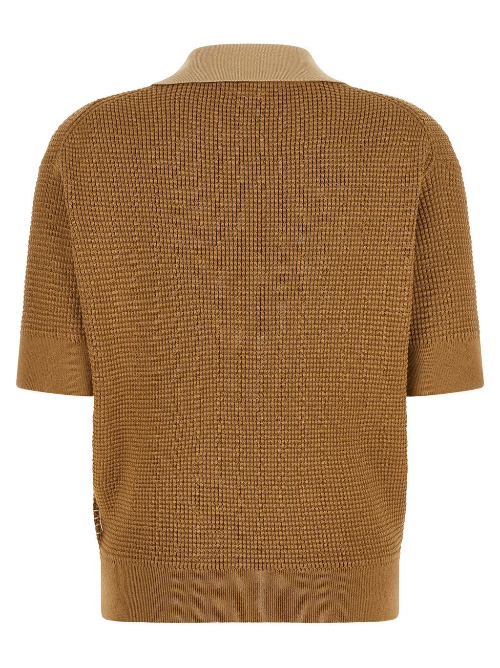 Caramel Waffle-Cut Cotton & Cashmere Polo Shirt