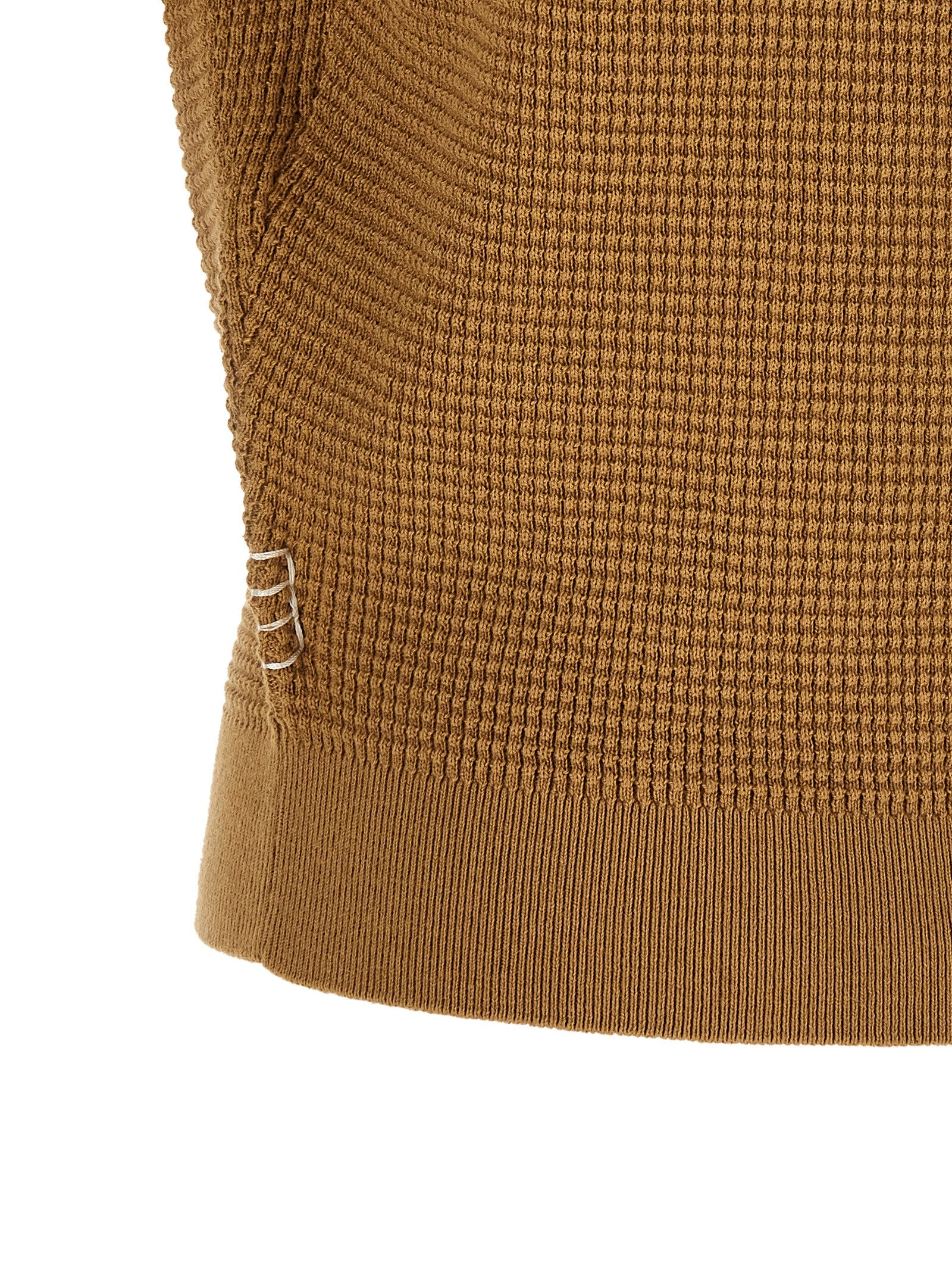 Caramel Waffle-Cut Cotton & Cashmere Polo Shirt