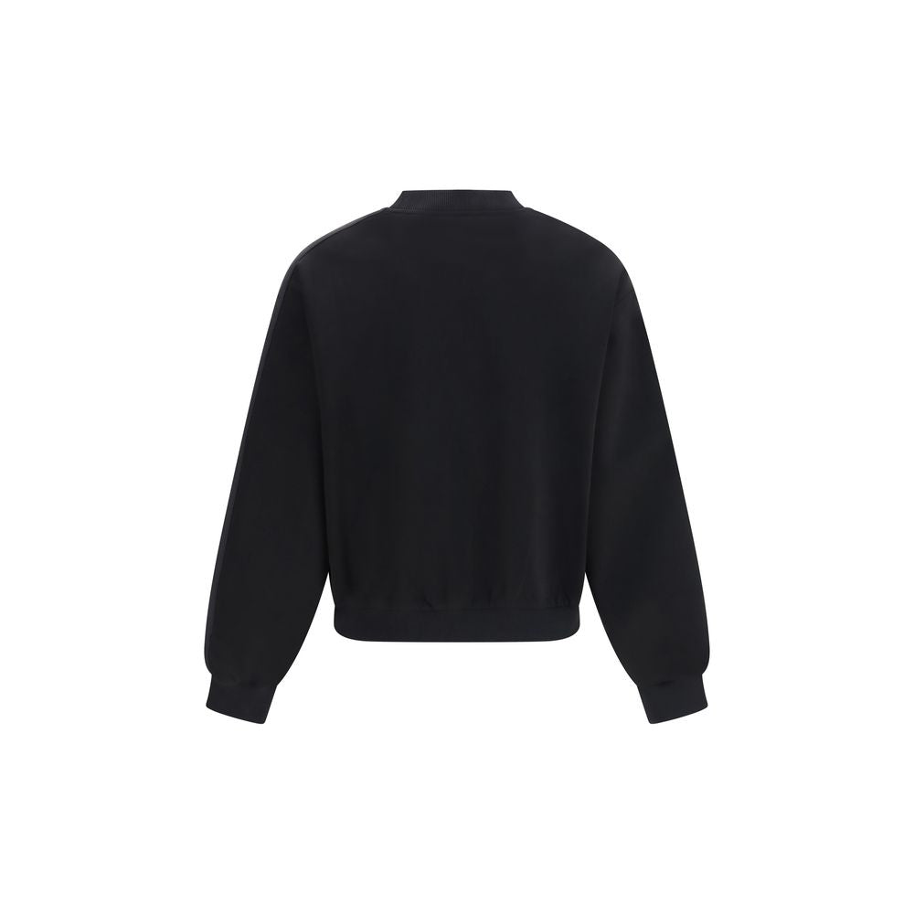 Cotton‑Blend Mix Media Crewneck Sweater