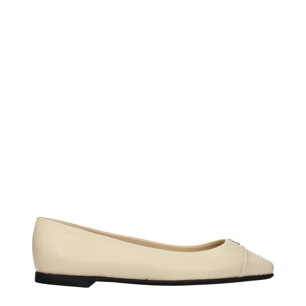 Beige Leather Leni Ballet Flats