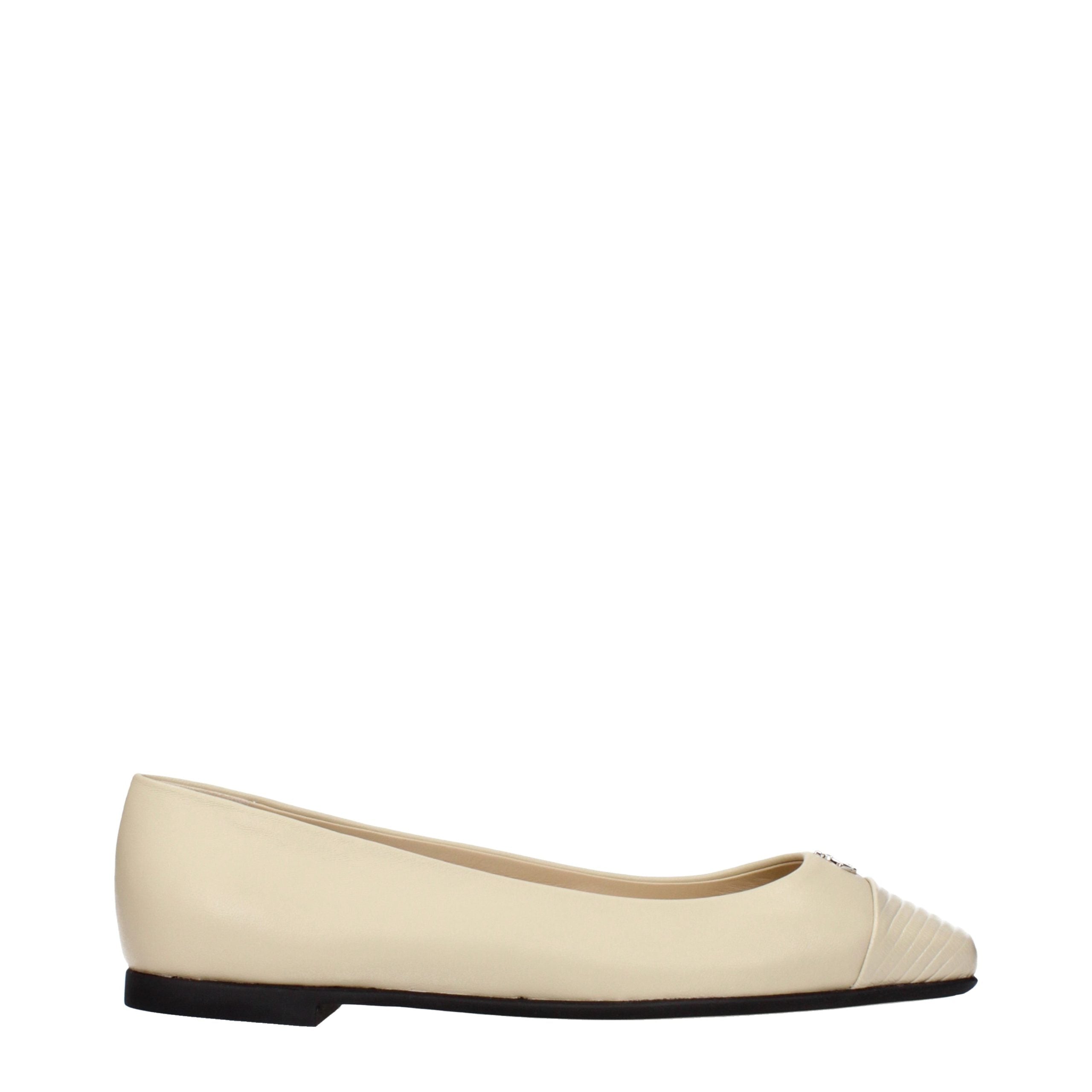 Beige Leather Leni Ballet Flats