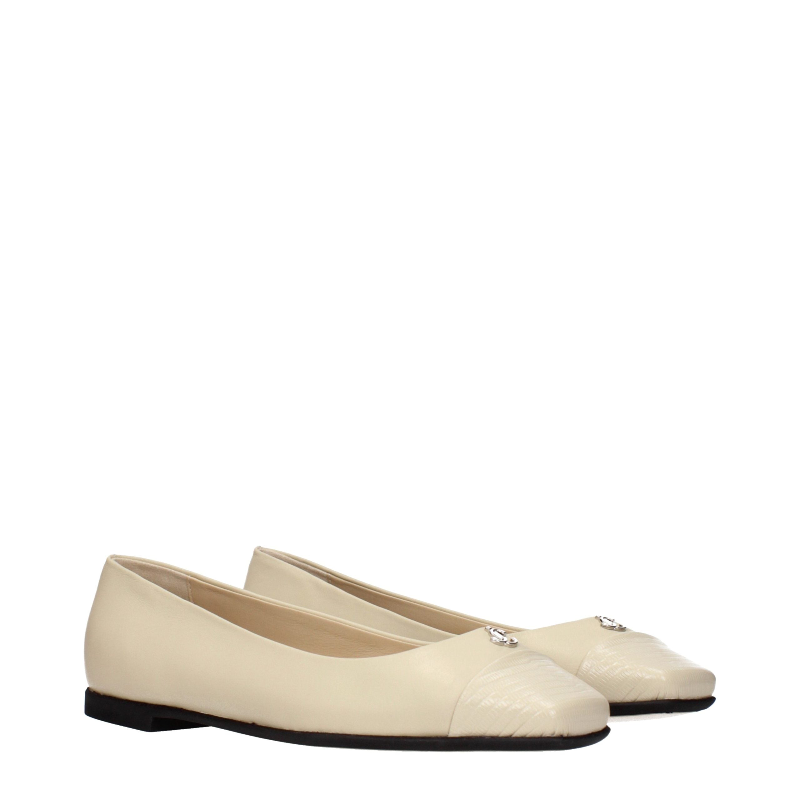 Beige Leather Leni Ballet Flats