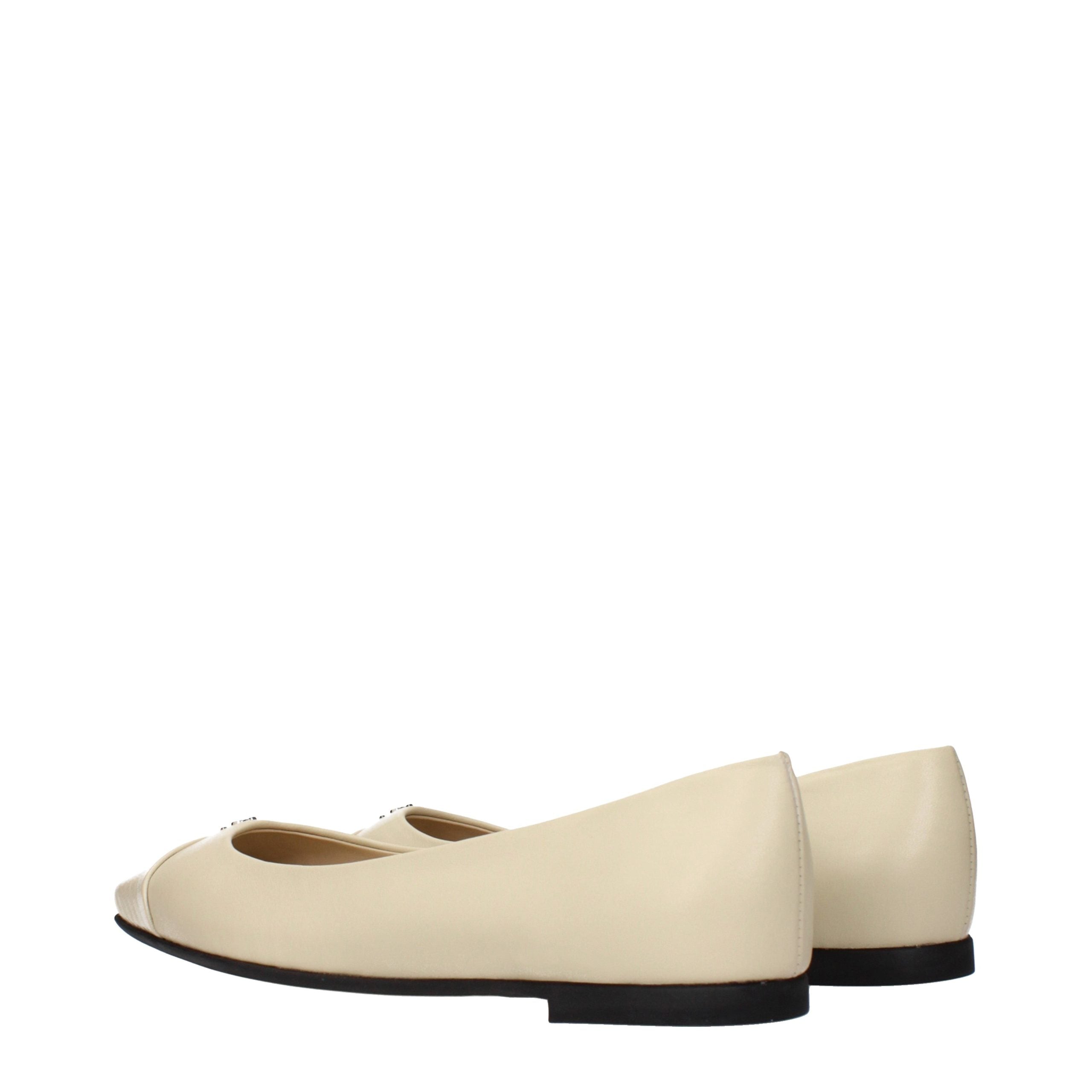 Beige Leather Leni Ballet Flats
