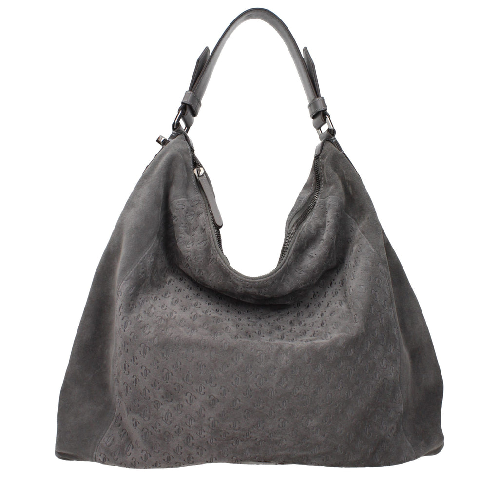 Gray Suede Shoulder Bag