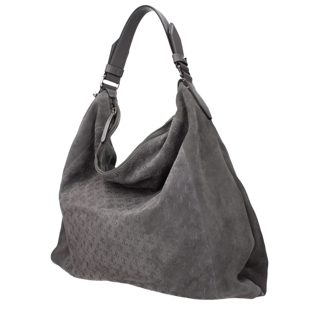 Gray Suede Shoulder Bag