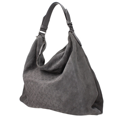 Gray Suede Shoulder Bag