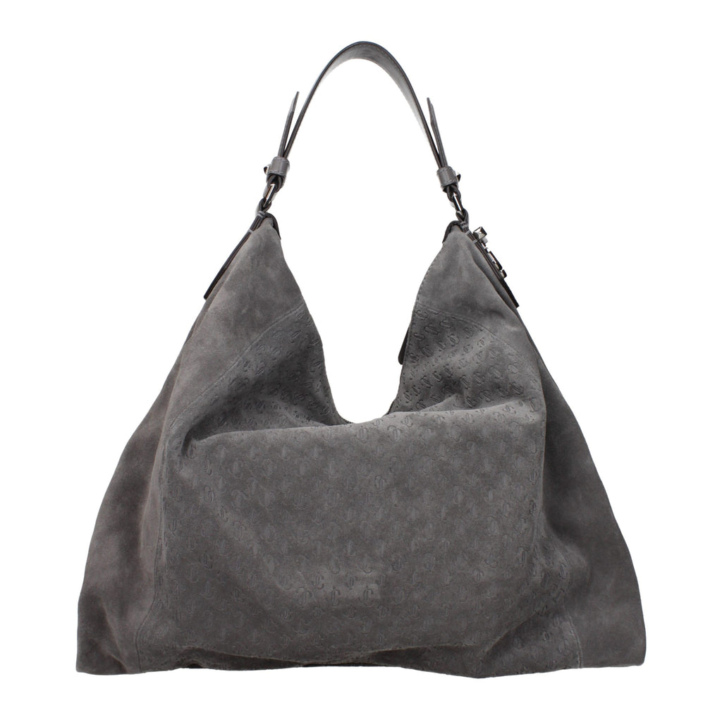 Gray Suede Shoulder Bag