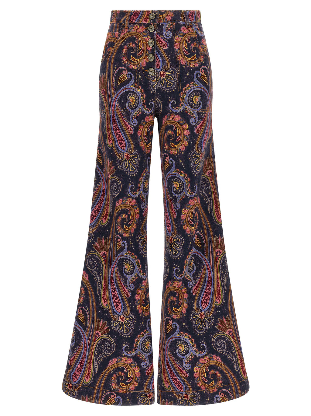 Multicolor Cotton Flared Jeans