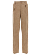 Beige Wool Jacquard Pants