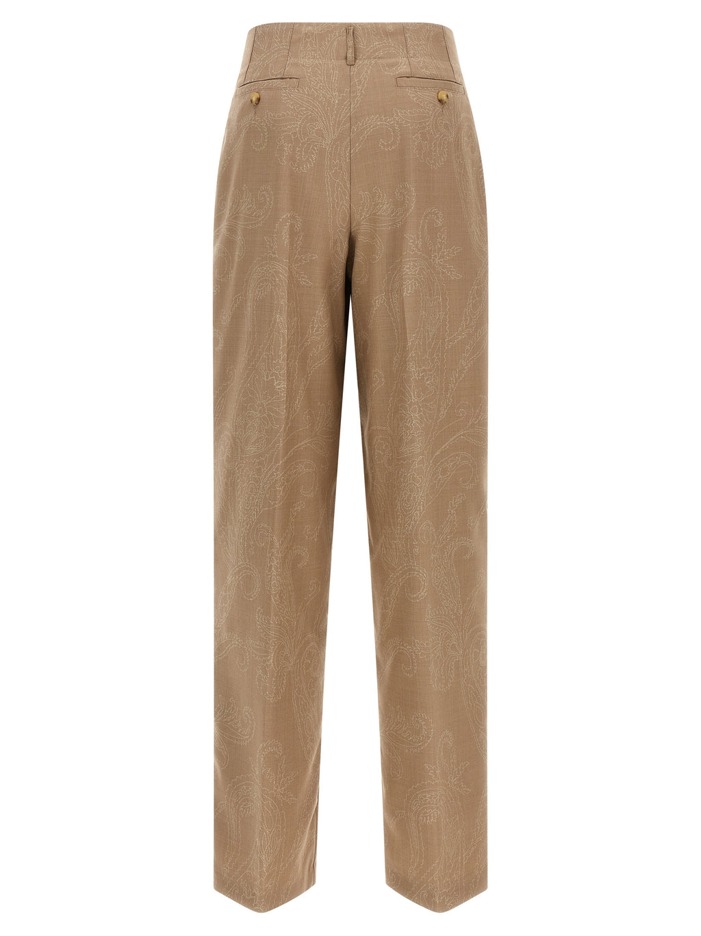 Beige Wool Jacquard Pants