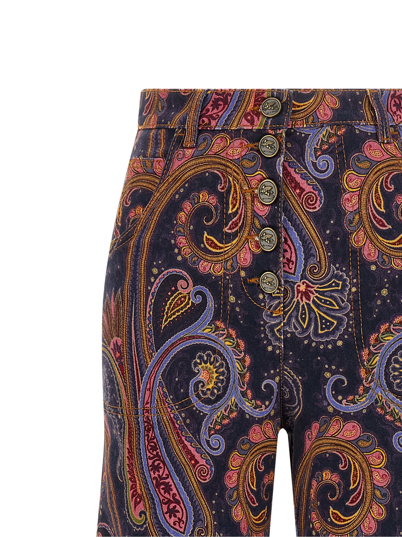 Multicolor Cotton Flared Jeans