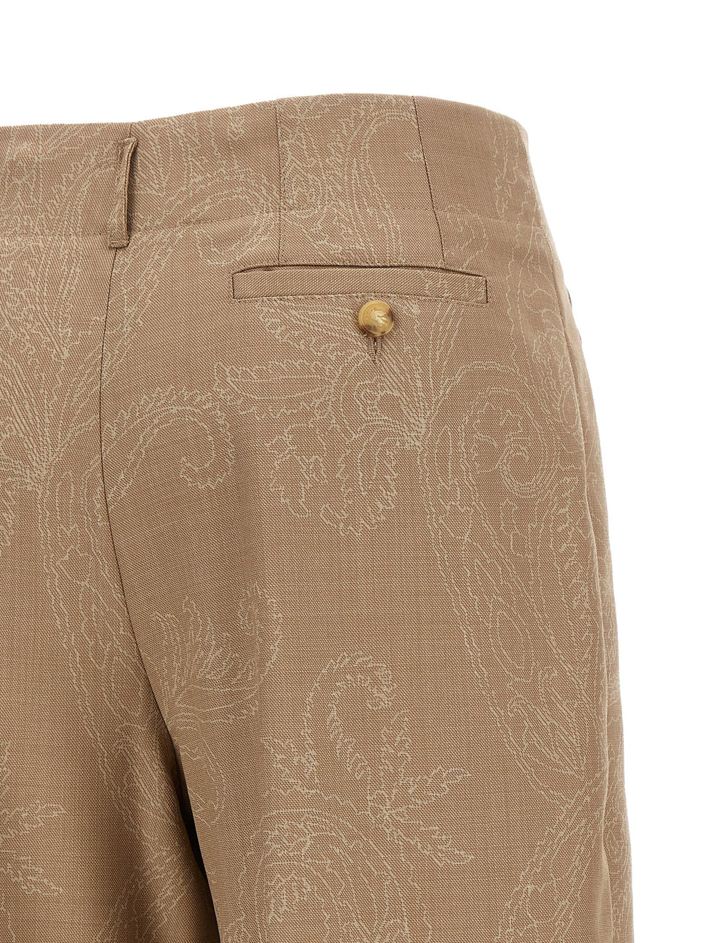 Beige Wool Jacquard Pants