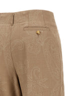 Beige Wool Jacquard Pants