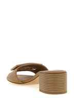 Beige Calf Leather Baguette Slide Sandals