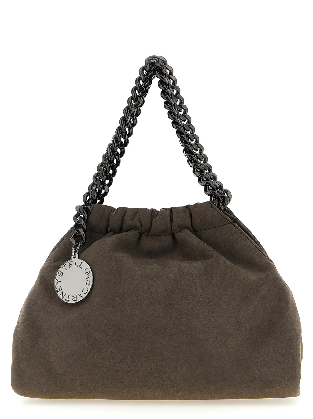 Gray Polyamide Falabella Mini Drawstring Crossbody Bag