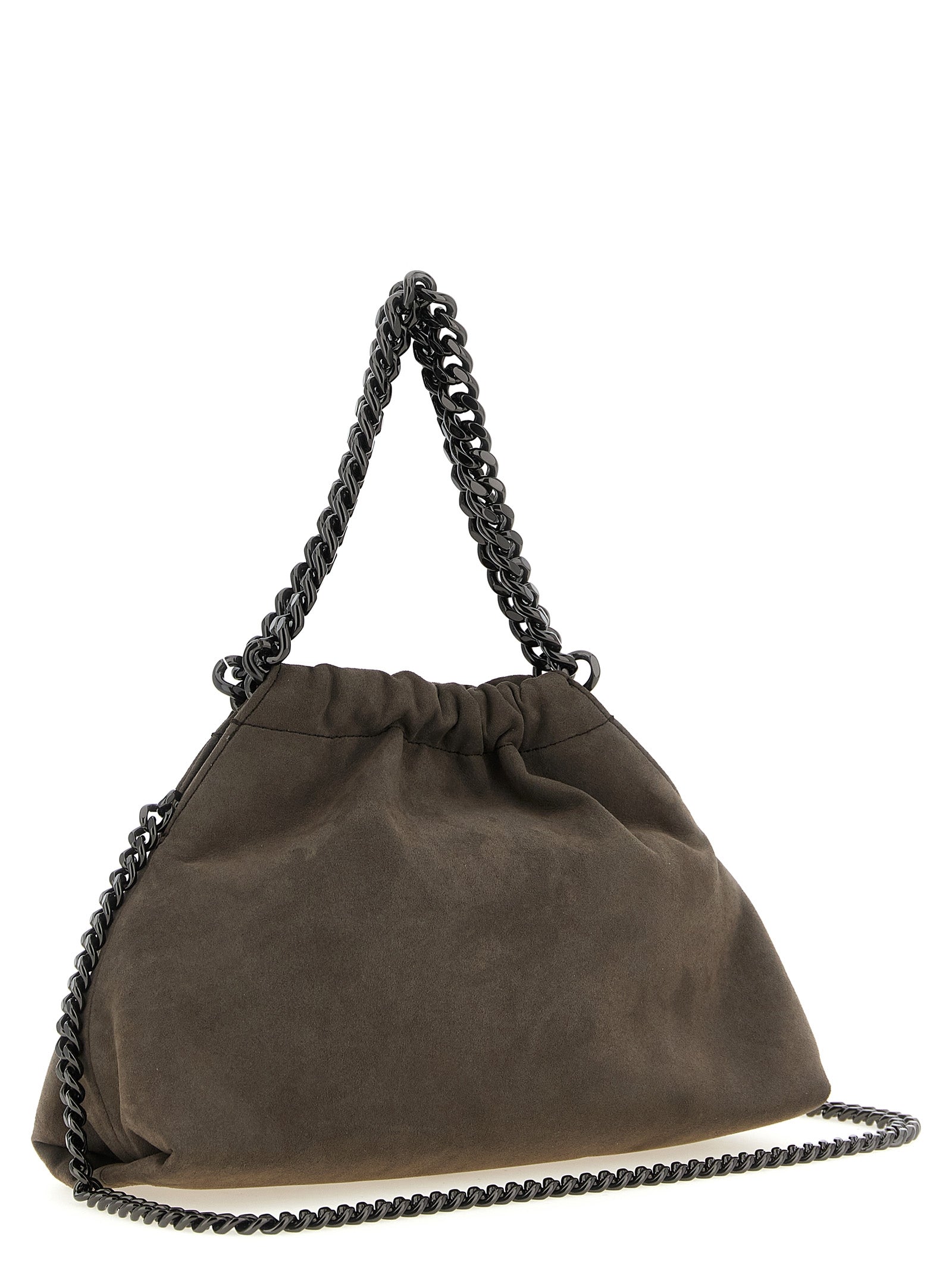 Gray Polyamide Falabella Mini Drawstring Crossbody Bag